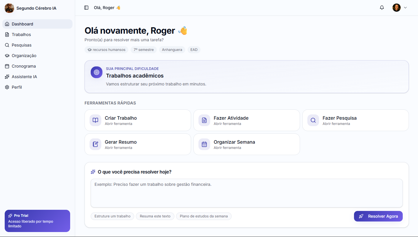 Dashboard do Segundo Cérebro IA